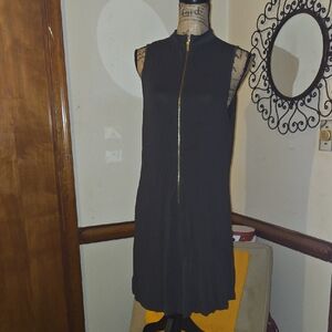 Signature Black Midi Dress with Gold Accent